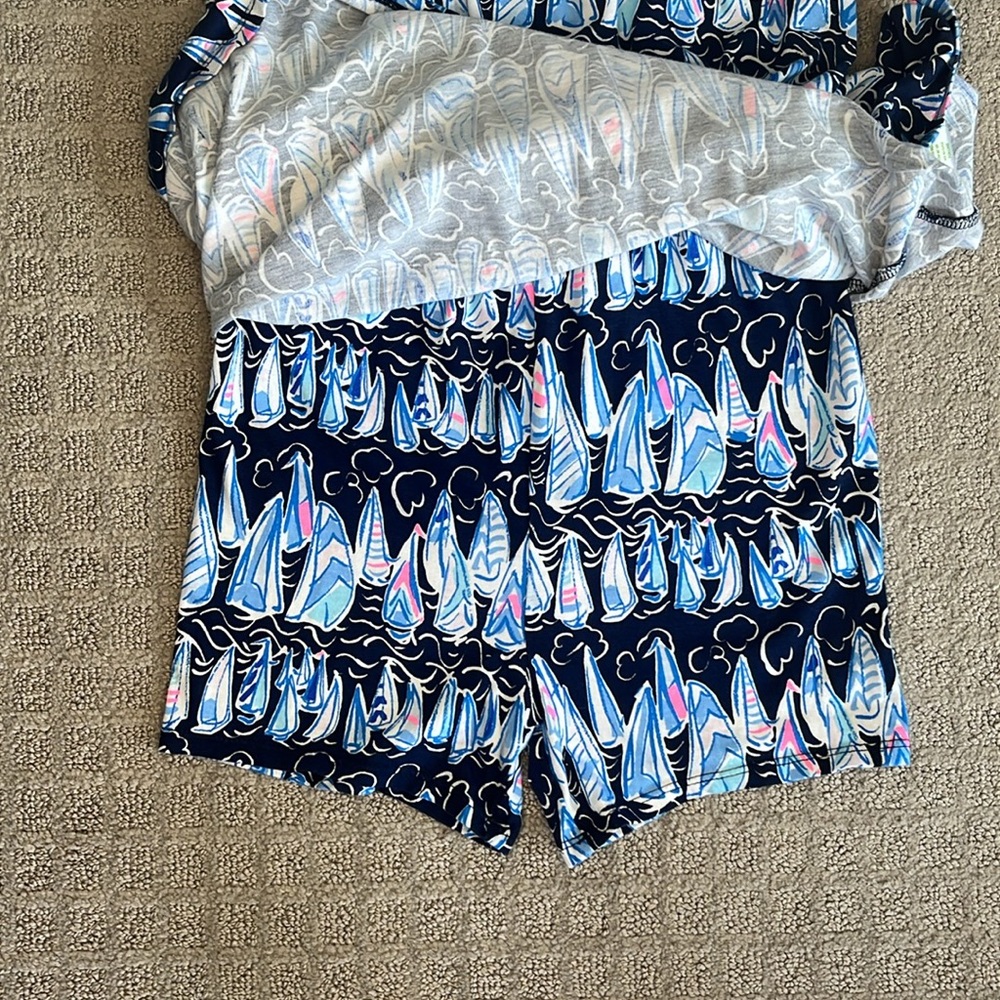 Lilly Pulitzer Loro Romper Boat Nautical Low Tide Navy Sails and Stripes XXS - Picture 5 of 6